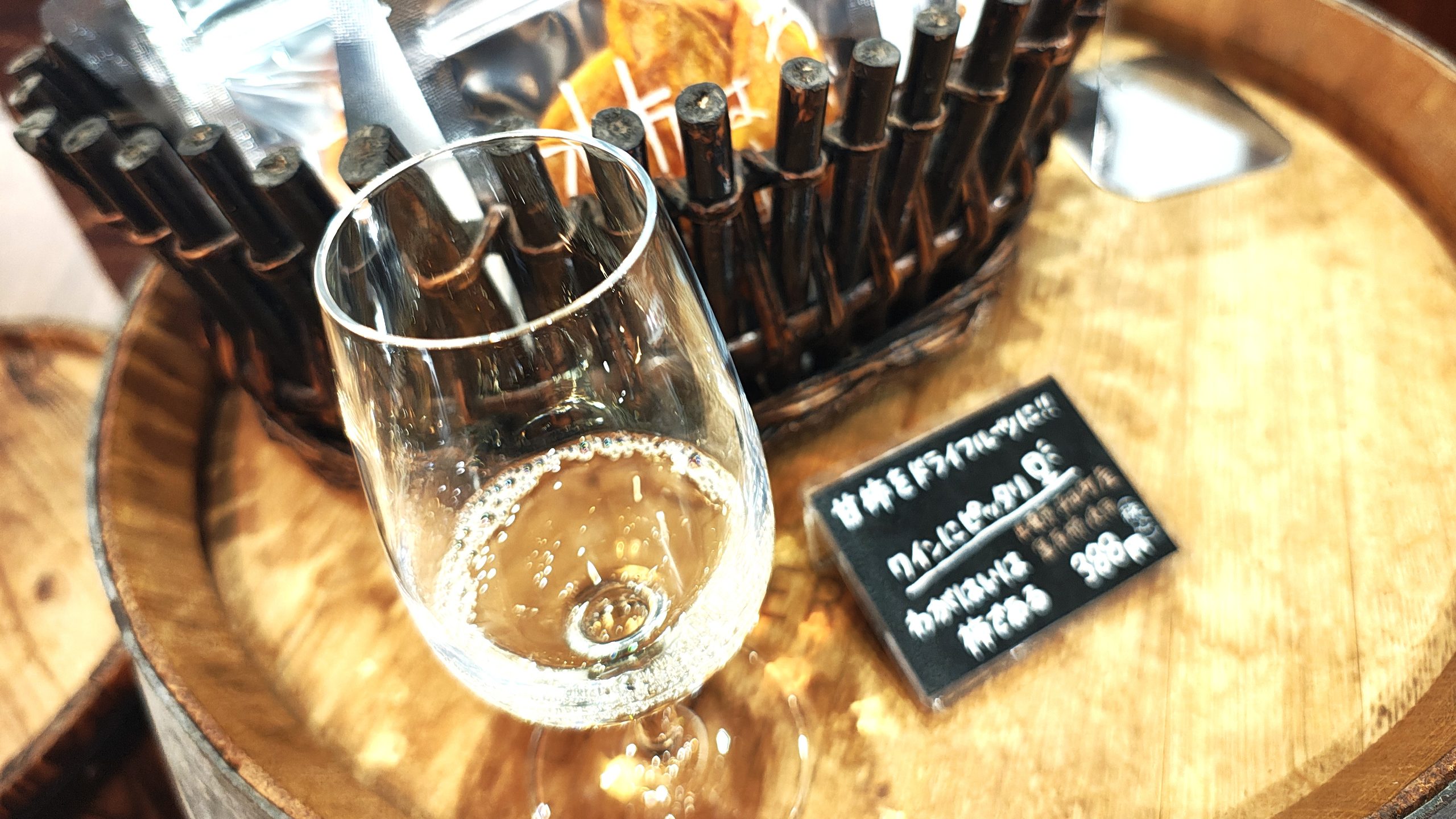 奥出雲葡萄園のワインショップでの試飲グラス